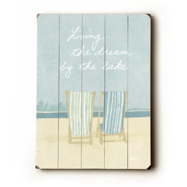 One Bella Casa One Bella Casa 0402-7998-25 9 x 12 in. Living the dream by the lake Solid Wood Wall Decor by Flavia 0402-7998-25